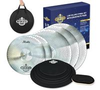Low Volume Cymbal Pack with Drum Mute Pads, 12pcs Cymbal Set & Drum Silencer Pads, Quiet Drum Set Cymbals 14"/16"/18"/20" | Drum Mute Pak 10"/12"/13"/14"/16", 1 Bass Drum Mute Pad, Free Cymbals Bag
