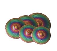 Low Volume Five Piece Colorful Cymbal Set 14 Inch Hi-Hat+16 Inch Crash+18 Inch Crash +20 Inch Ride Cymbals for Beginners