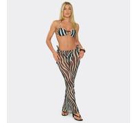 Low Waist Beach Maxi Skirt In Zebra Print Mesh, Women's Size UK 12