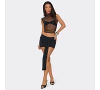 Low Waist Drape Front Ruched Mini Skirt In Black, Women's Size UK 6