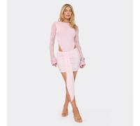 Low Waist Drape Ruched Side Seam Detail Mini Skirt In Baby Pink, Women's Size UK 12
