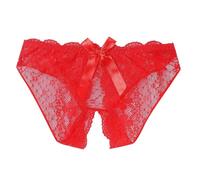 Low Waist Lace Underwear for Women with High Aesthetic Value. Be careful about Triangle Pants with Machine Opening Crotch Women's Sexy Underwear With Holes, red, XL