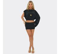 Low Waist Mini Skirt In Black Slinky, Women's Size UK 10