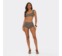 Low Waist Shorts In Brown Floral Embellished Sequin, Women's Size UK 14
