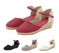 Low Wedge Espadrilles Summer Sandals for Women Wide Fit Orthopedic Sandals Arch Support Closed Toe Mid Heel Sandals Strappy Party Shoes Comfortable Wedding Bridal Ankle Strap