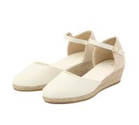 Low Wedge Espadrilles Summer Sandals for Women Wide Fit Orthopedic Sandals Arch Support Closed Toe Mid Heel Sandals Strappy Party Shoes Comfortable Wedding Bridal Ankle Strap