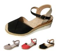 Low Wedge Espadrilles Summer Sandals for Women Wide Fit Orthopedic Sandals Arch Support Closed Toe Mid Heel Sandals Strappy Party Shoes Comfortable Wedding Bridal Ankle Strap