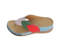 Low Wedge Flatform Sandals for Women Brown Sandals Women's Summer New Thick Bottom Clip Toe Beach Shoes Spell Color Slope Heel Open Toe Slippers Tan Wedge Sandal Bunion for (Sky Blue,7.5)