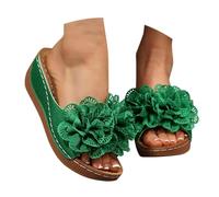 Low Wedge Sandals For Women Wide,Womens Orthopedic Wedge Sandals,Multicolor Platform Slides,High Heels Open Toe Wedges Bohemian Style Casual Comfortable Slip On Slide,Floral Decorated Sandals