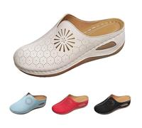 Low Wedge Waking Mules for Women, arch support clogs womens uk Thick Bottom Slippers Lightweight Open Toe Sliders Wide Fit Hollow Breathable Shoes For Dressy Work Date Wedding Party