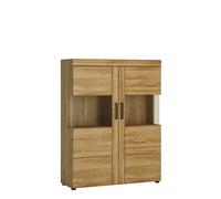 Furniture To Go Cortina Low Wide 2 Door Display Cabinet In Grandson Oak Effect, Brown