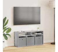Lowboard Grey Sonoma 87 x 27.5 x 43 cm Engineered Wood 3-Drawer TV Cabinet Unit