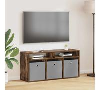 Lowboard Smoked Oak 102x32x48.5cm Engineered Wood 3 Drawers Recessed Handle Unit
