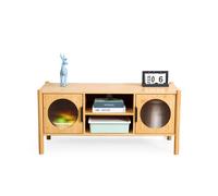 Relaxdays TV Lowboard with 2 Doors, TV Stand for up to 43 Inches, Wood Effect, HBT: 48 x 103 x 40 cm, TV Bench, Natural