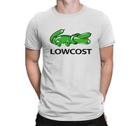 LOWCOST X Crocodile Balloon Funny Branded Sarcasm Parody Saying Design, Men White, XL