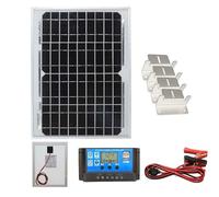 Lowenergie 10W Mono Solar Panel Battery Charging Kit with Charger Controller & Mounting Bracket Set. For Caravans, Motorhomes, Boats & Any Flat Surface