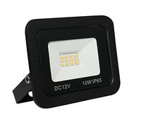 LOWENERGIE 12V DC LED Floodlight, IP65 Outdoor Security Light with PIR Motion Sensor, 10W-50W Garden Solar Flood Lamp, Black (6000K - Day White, 10w Non PIR)