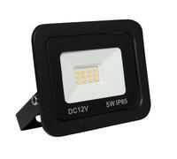 LOWENERGIE 12V DC LED Floodlight, IP65 Outdoor Security Light with PIR Motion Sensor, 10W-50W Garden Solar Flood Lamp, Black (6000K - Day White, 5w Non PIR)
