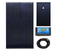 LOWENERGIE 200W Black Framed Mono Solar Panel Battery Charging Kit with Charger Controller for Caravans, Motorhomes, Boats & Any Flat Surface. K1