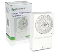 LOWENERGIE 24hr Mechanical Wall Timer Switch - 16A Hardwired Control for Immersion Heaters, Lighting, Fans & Energy Storage Systems (3000W Max Load)