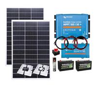 LOWENERGIE 300w Solar Panel Kit MPPT Smart Charging Controller Lithium BatteryMount with Mounting Brackets, 100Ah Lithium Battery, Cables & Sikaflex Adhesive