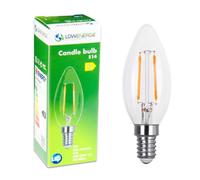 Lowenergie 30W Equivalent Led Filament Candle Light Bulb Candle E14 Small Screw 2.0W - Warm White