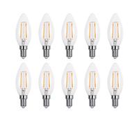 Lowenergie 30W Equivalent Led Filament Candle Light Bulb Candle E14 Small Screw 2.0W - Warm White - Pack Of 10