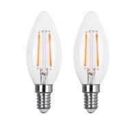 Lowenergie 30W Equivalent Led Filament Candle Light Bulb Candle E14 Small Screw 2.0W - Warm White - Pack Of 2
