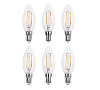 Lowenergie 30W Equivalent Led Filament Candle Light Bulb Candle E14 Small Screw 2.0W - Warm White - Pack Of 6