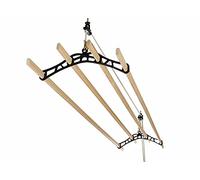 LOWENERGIE 4 Lath Pulley Clothes Airer Ceiling Maid Victorian Laundry Rack Dryer Maiden for Kitchen Utility or Garage (1.6 Meter, Black)