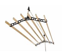 LOWENERGIE 6 Lath Pulley Clothes Airer Ceiling Maid Victorian Laundry Rack Dryer Maiden for Kitchen Utility or Garage (1.2 Meter, Black)