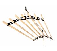 LOWENERGIE 7 Lath Pulley Clothes Airer Ceiling Maid Victorian Laundry Rack Dryer Maiden for Kitchen Utility or Garage (0.9 Meter, Black)