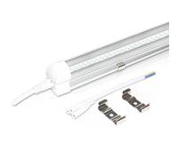 LOWENERGIE 900 mm 3 ft Integrated LED Tube Light - Energy Saving Fluorescent Replacement with Clear Cover - 6000 K Day Light White Ceiling Mount Fitting [Energy Class E] (6000K, Clear x 4 Tubes)