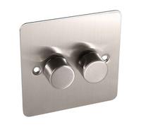 Lowenergie Brushed Chrome Led Dimmer Switch - Double Gang