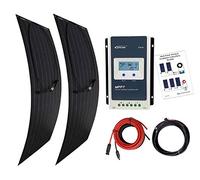 LOWENERGIE Flexible ETFE Solar Panel Charging Kit Marine Caravan MPPT Charger Controller (200W, BLACK)