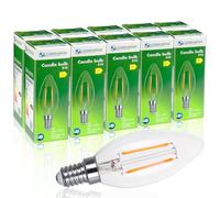 LOWENERGIE LED Filament Candle Bulb C37 E14 Screw 2W 30W Equivalent Warm White 2700K Energy Saving (10)