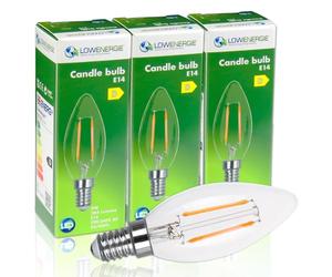 LOWENERGIE LED Filament Candle Bulb C37 E14 Screw 2W 30W Equivalent Warm White 2700K Energy Saving (3)