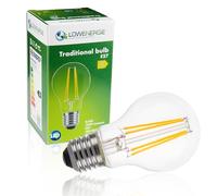 LOWENERGIE LED Filament Light Bulb A60 GLS Traditional Bulb E27 Screw 6.6w equiv Brightness 100w Warm White 2700K Energy Saving (1)