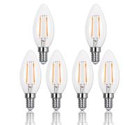 LOWENERGIE LED Filament Light Bulb C37 Candle Bulb E14 Screw 2.0w equiv Brightness 30w Warm White 2700K Chandelier Energy Saving (6)