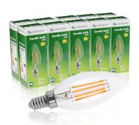 LOWENERGIE LED Filament Light Bulb C37 Candle Bulb E14 Screw 3.5w equiv Brightness 50w Warm White 2700K Chandelier Energy Saving (10)