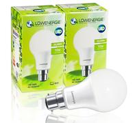 LOWENERGIE LED Light Bulbs 10W B22 Bayonet Cool White 4000K A60 GLS Lamps - Pack of 2, 75W Equivalent Energy-Saving Lighting [Energy Class F]