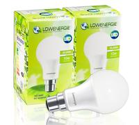 Lowenergie LED Light Bulbs 10W Bayonet B22 Day White 6000K A60 GLS Lamps - Pack of 2 Energy-Saving Everyday Lighting [Energy Class F]
