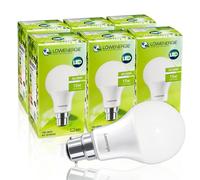 LOWENERGIE LED Light Bulbs 15W B22 Bayonet Day White 6500K A65 GLS Lamps - Pack of 6, 100W Equivalent Energy-Saving Lighting [Energy Class F]