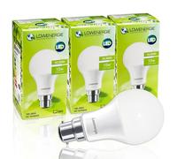 LOWENERGIE LED Light Bulbs 15W B22 Bayonet Warm White 3000K A65 GLS Lamps - Pack of 3, 100W Equivalent Energy-Saving Everyday Lighting [Energy Class F]