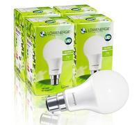 LOWENERGIE LED Light Bulbs 7W B22 Bayonet Day White 6000K A60 GLS Lamps - Pack of 4, 60W Equivalent Energy-Saving Everyday Lighting [Energy Class F]