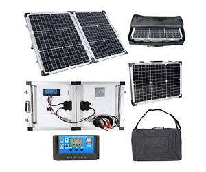 Lowenergie Portable Mono Folding Solar Panel Kit 12v Battery Charger Camping Caravans (60W)