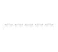 Arched Pond Fence Set Green 77.3x26cm Powder Coated Steel Wire 5 Panels 6 Posts