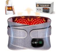 Lower Back Massager with Heat, Heating Pad for Back, Stomach Heating Pad, Cordless Portable Waist Massage Belt with Heat Vibration 3 Levels Adjustable, Touchscreen Control, Adjustable Size (Grey)