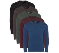 Lower East Basic Crew Neck Long Sleeve Shirts for Men (Pack of 3/5) Made of 100% Cotton I Long Sleeve in Many Colours