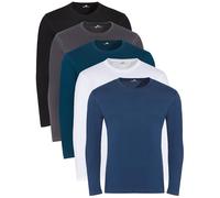 Lower East Basic Crew Neck Long Sleeve Shirts for Men (Pack of 3/5) Made of 100% Cotton I Long Sleeve in Many Colours